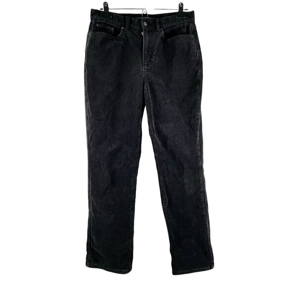 Ralph Lauren Jeans Co Sz 8 30x29” Black Corduroy Pants Straight Leg High Waist - Picture 1 of 12